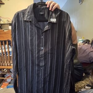 Izod Black and Gray Striped Men's Shirt